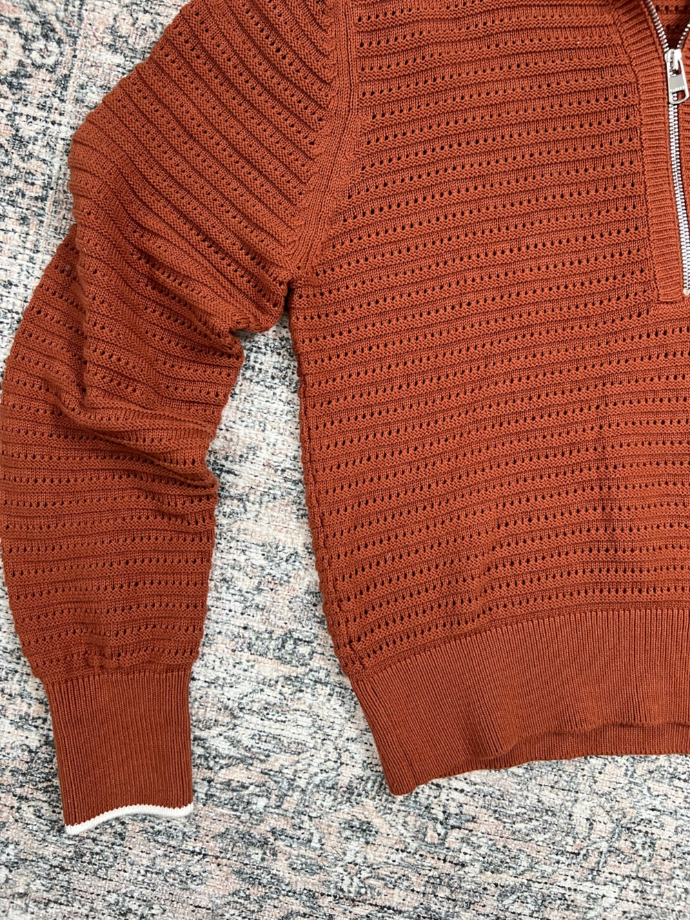 Varley Women's Morwenna 1/2 Zip Knit Sweater Womens Large Rust Cotton - Picture 10 of 15